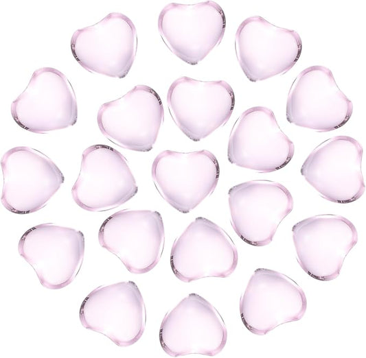 PATIKIL 20 Pcs Natural Heart Shaped Crystal Stone, 0.6 Inch Mini Polished Love Gemstone Crystal, Pocket Rock Engraved Worry Stones for Women Gifts Meditation, Clear Pink