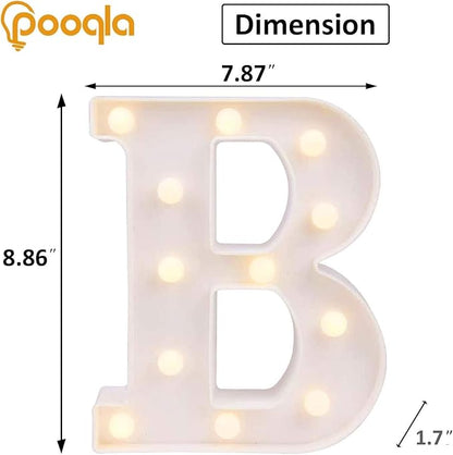 Pooqla LED Marquee Letter Lights, Warm White and Cool White Decorative Lighted Letters, Light Up Alphabet Letters for Boys Girls, Party, Wedding, Bar, Night Light, Birthday Decoration, Letter B