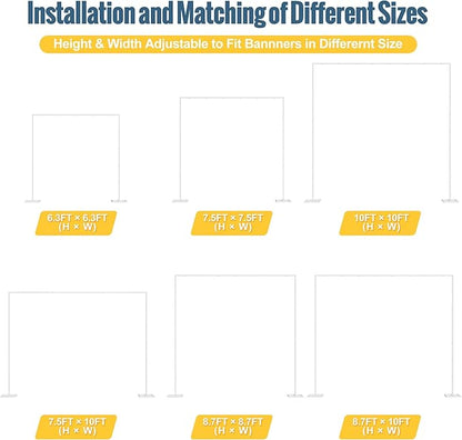 Wokceer 10 FT Backdrop Stand Heavy Duty Pipe and Drape Kit, Adjustable White Backdrop Stands for Wedding Photo Booth Background Birthday Party Exhibition Decoration