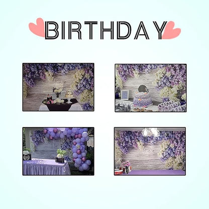 5x3ft Newborn Baby Wooden Plank Photography Backdrops Purple Lilac Flowers Bloom Bouquet Wooden Wall Girls Adults Portrait Photo Background Parties Events Decor Wallpaper Photo Studio Props