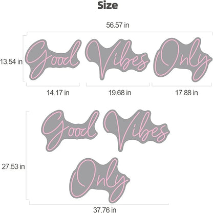 Good Vibes Only Neon Signs for Wall Decor -56.57" x 13.5" Pink large Neon Sign LED Art Decorative Lights with Dimmable for Bedroom Home, Club Bar and Party Decor