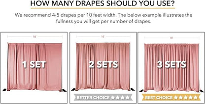 AK TRADING CO. 10 feet x 10 feet IFR Polyester Backdrop Drapes Curtains Panels with Rod Pockets - Wedding Ceremony Party Home Window Decorations - Black (Pack of 12)
