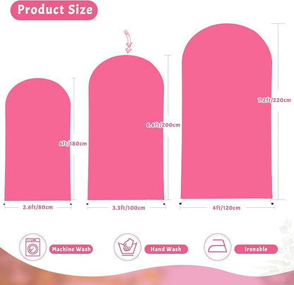7.2FT Fuchsia Arch Backdrop Cover - Polyester Fitted Wedding Arch Stand Covers Round Top Chiara Arch Backdrop Cover for Birthday Party Banquet Photo Background Decoration