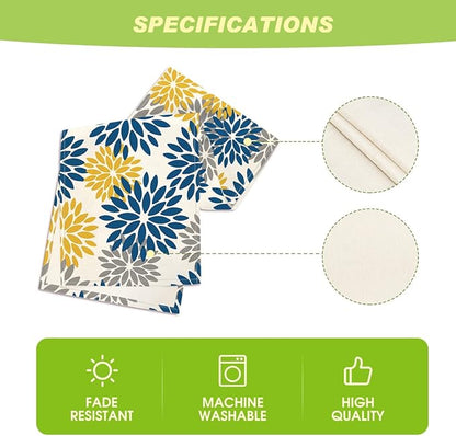Artoid Mode Blue Dahlia Floral Pinnata Summer Table Runner, Spring Kitchen Dining Table Decoration for Home Party Decor 13x90 Inch