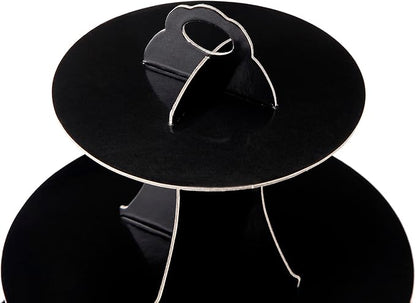 3-Tier Cupcake Stand, Cake Stand holder, Tiered DIY Cupcake Stand Tower for Dessert Table Displays, Birthday Theme Party Favors Decoration, Floral Tea Party, 12" W x 12.8" H, Black