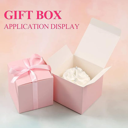 COTOPHER 60pcs Wedding Favor Boxes, Paper Gift Boxes 3x3x3 Inches Small Gift Boxes with Ribbons Small Boxes for Gifts, Crafting, Cupcake, Candy, Bridesmaid Proposal Boxes