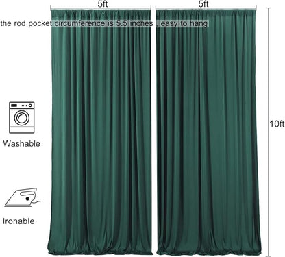 AK TRADING CO. 10 feet x 10 feet Black Polyester Backdrop Drapes Curtains Panels with Rod Pockets - Wedding Ceremony Party Home Window Decorations Hunter Green