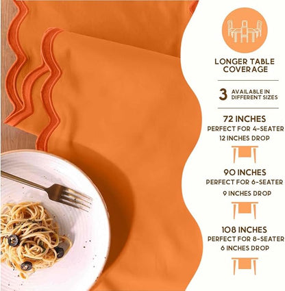 Folkulture Table Runners | Fall Table Runner 108 inches Long | 100% Cotton Table Runner for Fall Decor or Boho Decor | Orange Table Runners for Dining Room | Thanksgiving Decorations for Home