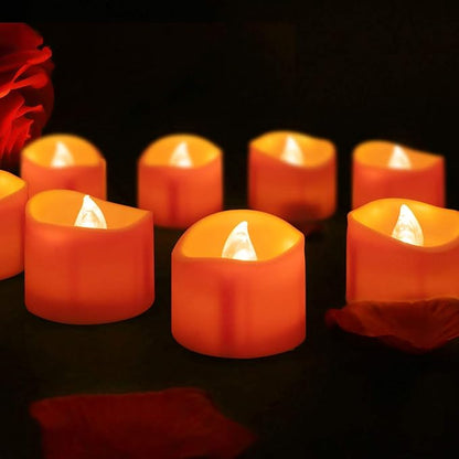BEICHI 24 Pack Halloween Tea Lights, Realistic Orange Tea Candles, Battery Operated Flameless Tealights for Halloween, Fall Decorations