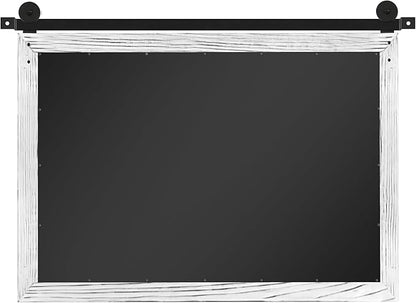 COGOOD Farmhouse Bathroom Mirror - 41" x 30" Rustic Barn Door Mirror for Living Room, Entryway, Bedroom, Vanity Wall Decor (White)