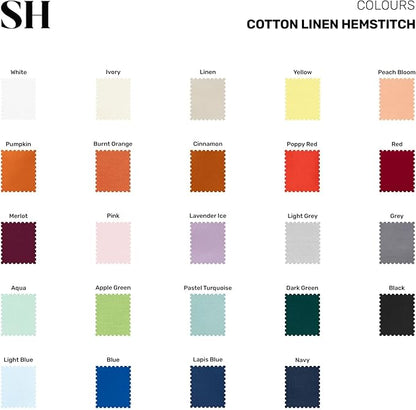 Solino Home Cotton Linen Table Runner 72 Inches Long - Hemstitch Linen Table Runner 14 x 72 Inch for Dresser, Dining, Fall, Autumn, Halloween, Thanksgiving, Christmas