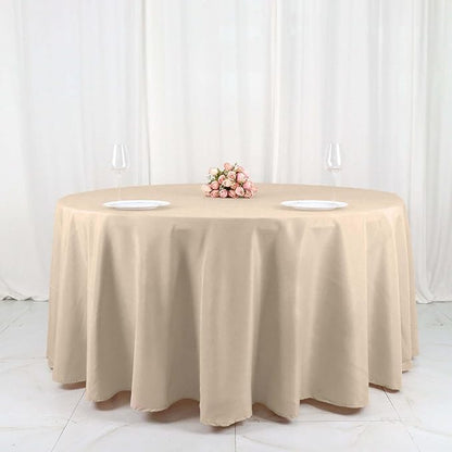 Efavormart Round Tablecloth, 120 Inch Stain & Wrinkle Resistant Washable Table Cloth, Decorative Polyester Fabric Table Cover for Banquet, Wedding, Dining - Nude