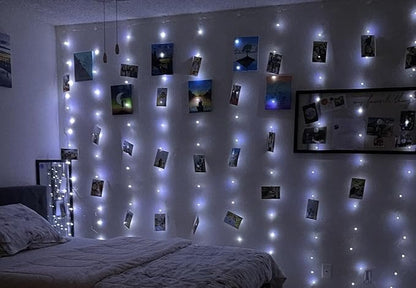 300LED Fairy Curtain Lights, 9.8x9.8Ft Warm White USB Plug in 8 Modes & Timer Christmas String Hanging Lights with Remote for Bedroom Indoor Outdoor Weddings Party Wall Decorations(White)
