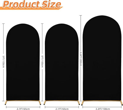 7.2FT Wedding Arch Covers Arch Backdrop Cover Arch Stand Covers Set Arch Cover Spandex Fabric Stretchy Backdrop for Wedding Birthday Party Decoration Baby Shower (Black, Cover Only)