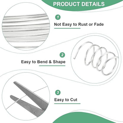 0.7 mm/21 Gauge Copper Wire for Jewelry Making, 10.2FT Copper Beading Craft Wire for Jewelry/Weaving/DIY Crafting/Planting, Color-Retaining [3.1M, Bright Silver]