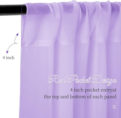 6 Panels Lilac Wedding Ceiling Drapes 5ftx10ft Ceiling Drapes Chiffon Fabric Arch Draping Sheer Curtains Soft Drapery Draping Wedding Ceiling Decorations for Party Ceremony Stage Swag