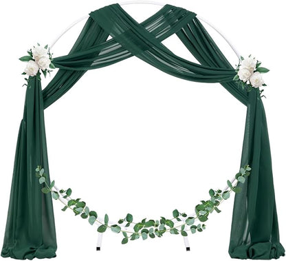 Socomi Wedding Arch Draping Fabric 2 Panels 29" x 19Ft Emerald Green Sheer Chiffon Curtain Drapes 6 Yards for Wedding Ceremony Birthday Party Decoration