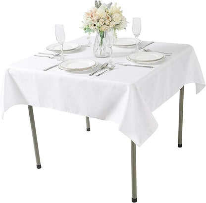 Cupuamon Square Tablecloth 52x52 inch Washable Polyester Fabric Table Cloth for Wedding Party Dining Banquet Decoration（52x52,White）