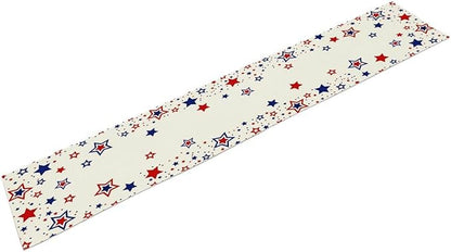 4th of July Table Runner, American Stars Patriotic Independence Day Table Runner for Indoor Outdoor Party Home Kitchen Dining Table Decor, Blue Red, 13x36inch