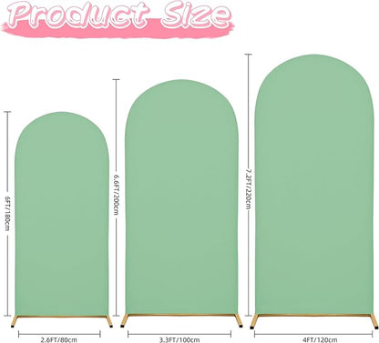 Wedding Arch Covers Arch Backdrop Cover Arch Stand Covers 7.2FT 6.6FT 6FT Set of 3 Arch Cover Spandex Fabric Stretchy Backdrop for Wedding Birthday Party Decoration Baby Shower (Mint Green)