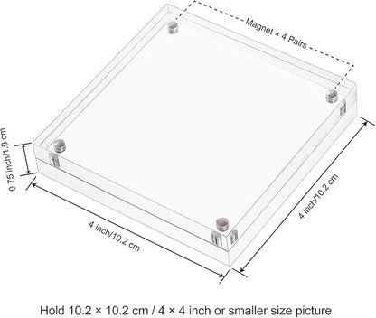 Boxalls 4x4 Inches Acrylic Picture Frames - 5 Pack, Clear Frameless 4x4 Photo Frames with Magnetic, Double Sided Transparent Desktop Frame (5 Pack)