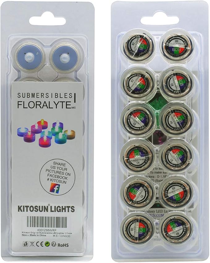 KITOSUN Submersible LED Lights cr2032 Battery Powered Underwater Waterproof LED Tea Light Candles for Events Wedding Centerpieces Vase Floral Xmas Holidays Home Decor Lighting(Pack of 12) (Pink)