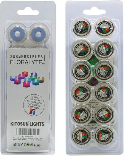 KITOSUN Submersible LED Lights cr2032 Battery Powered Underwater Waterproof LED Tea Light Candles for Events Wedding Centerpieces Vase Floral Xmas Holidays Home Decor Lighting(Pack of 12) (Yellow)