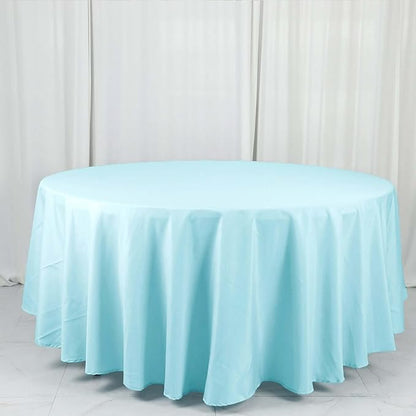 Efavormart Round Tablecloth, 108 Inch Stain & Wrinkle Resistant Washable Table Cloth, Decorative Polyester Fabric Table Cover for Banquet, Wedding, Dining- Blue