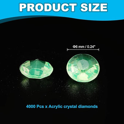 PATIKIL 4000 Pcs Wedding Table Scatter Confetti Crystals 6mm Acrylic Diamonds Vase Fillers Gems for Table Centerpiece Decorations Party Vase Beads, Light Green