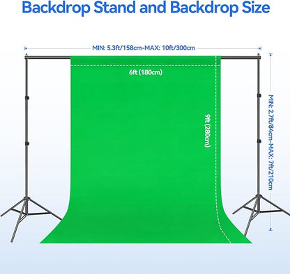 EMART Photo Video Studio 7 x 10ft Green Screen Backdrop Stand Kit, Photography Background Support System with 6 x 9ft 100% Cotton Muslin Chromakey Curtain