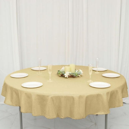 Efavormart Round Tablecloth, 70 Inch Stain & Wrinkle Resistant Washable Table Cloth, Decorative Polyester Fabric Table Cover for Banquet, Wedding, Dining- Champagne