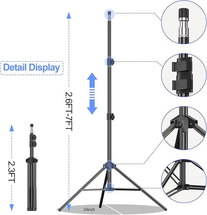 EMART Photo Video Studio Backdrop Stand Kit, 7×10ft Adjustable Photography Support System with Polyester Background(Black/White/Green Screen), Spring Clamps and Carry Bag for Photoshoot