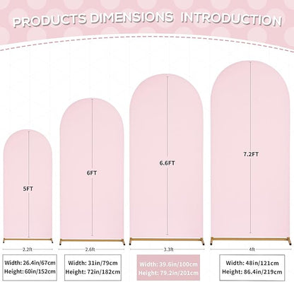 SoarDream Pink Wedding Arch Backdrop Cover 6.6FT Spandex Fitted Pink Wedding Arch Covers Round Top Chiara Arches Backdrop Cover Fabric for Baby Shower Balloon Party Decoration