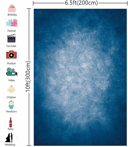 6.5x10ft Dark Blue Gradient Portrait Photo Backdrops Bright Center Abstract Photography Backdrop for Studio Photo Booth Prop Banner Decor Background