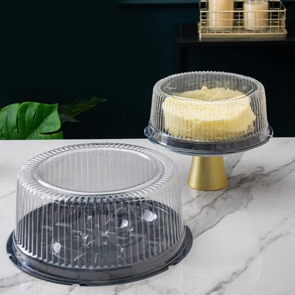 10-Pack Round Cake Stand & Dome - Clear Plastic Cupcake Stand, Cake Carrier & Box