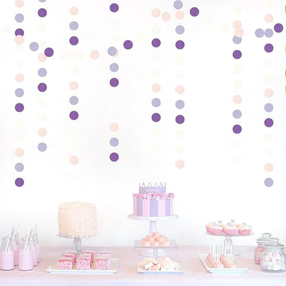 Purple-White Pink Birthday Party-Decorations Streamers - 52FT Girl Women Hanging Paper Garland Banner,Baby Bridal Shower Engagement Wedding Anniversary Bachelorette Backdrop Decor Hugtmr