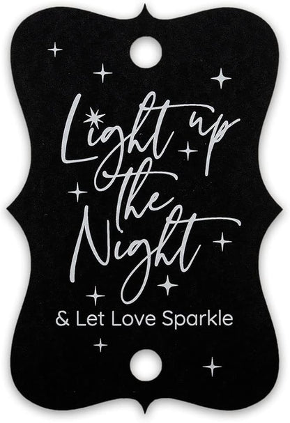 Summer-Ray 50pcs Light up The Night & Let Love Sparkle Wedding Sparkler Tags (Matt Black)
