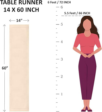 Solino Home Linen Hemstitch Table Runner 60 Inches - Cotton Linen Small Table Runner 14 x 60 Inch Ideal for Dresser and Coffee Tables - Fall, Autumn, Halloween, Thanksgiving, Christmas