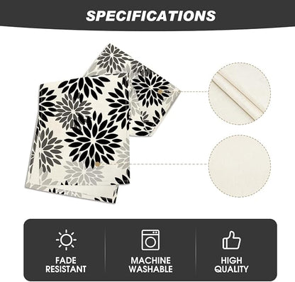 Artoid Mode Black Dahlia Floral Pinnata Halloween Table Runner, Fall Autumn Kitchen Dining Table Decoration for Home Party Decor 13x90 Inch