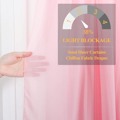 DUOBAO Pink Chiffon Backdrop Curtain-2 Panels 29x96-Inch Wedding Backdrop Drapes Sheer Beach Curtains for Living Room Voile Window Curtain for Photography Backdrops Christmas Ceremony Decor, Baby Pink