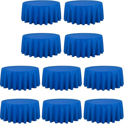 LTC LINENS 10 Pack 120 Inch Round Tablecloth Royal Blue for 60 Inch Round Table - Bulk Round Table Cover - Washable, Wrinkle Resistant Polyester Fabric Cloth for Wedding, Party