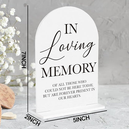 In Loving Memory Wedding Sign, Wedding Engagement Bridal Shower Reception Event Party Table Desk Acrylic Decor