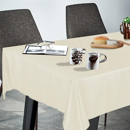 Fitable Rectangle Tablecloth Stain and Wrinkle Resistant Washable Polyester Table Cloth for Buffet Parties and Camping (60x102 inch, Ivory)