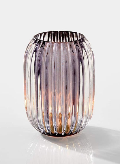 Serene Spaces Living Smoke Grey Optical Glass Votive Holder, Perfect for Weddings and Home Décor, Measures 5" Tall and 3.5" Diameter