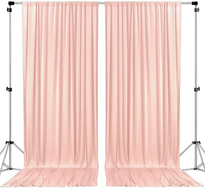 AK TRADING CO. 10 feet x 8 feet IFR Polyester Backdrop Drapes Curtains Panels with Rod Pockets - Wedding Ceremony Party Home Window Decorations - Blush Pink