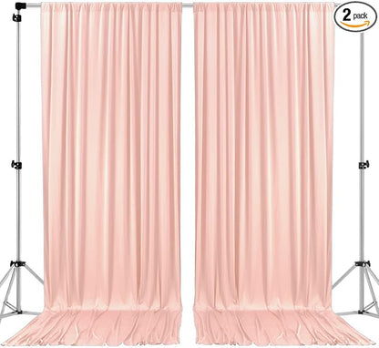 AK TRADING CO. 10 feet Wide x 12 feet Long IFR Polyester Backdrop Drapes Curtains Panels with Rod Pockets - Wedding Ceremony Party Home Window Decorations - (Blush)
