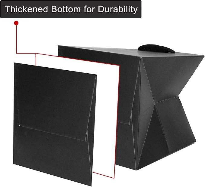 Black Paper Gift Bag Small Square Bottom Kraft Cardboard Paper Bags With Handles For Wedding, Baby Shower, Birtyday Party (Black, 6 x 6 x 6 in, 10 Pcs)