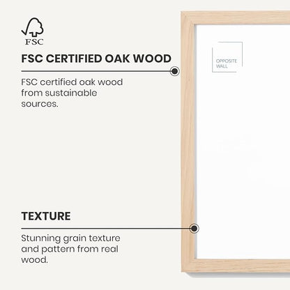 Opposite Wall - 18x24 in - Natural Solid Oak Wood Picture Frame - Lightweight, Versatile & Shatterproof - Wall Hanging Poster or Photo Frame - Wall Decor for Office, Gallery & Home