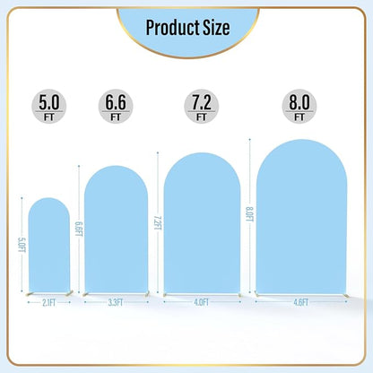 LEBENGURU Upgraded 5FT Wedding Arch Cover, Baby Blue Spandex Fitted Arch Backdrop Cover, Round Top Chiara Stand Covers for Birthday Party Baby Shower Banquet Balloon Décor