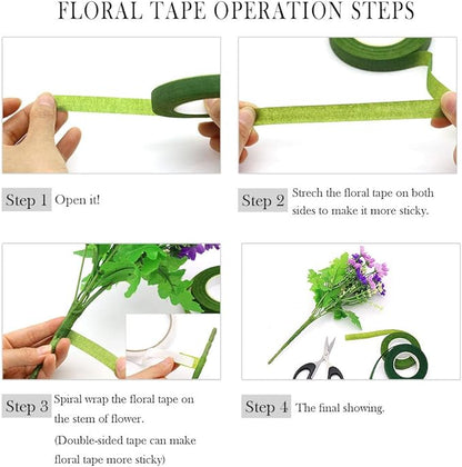 Floral Arrangement Kit,17 Pieces Flower Tools Include Floral Wire Cutter Scissor Floral Tape 22 Gauge Paddle Wire 26 Gauge Stem Wire Pearl Corsage Pin Bouquet Wrap Florist
